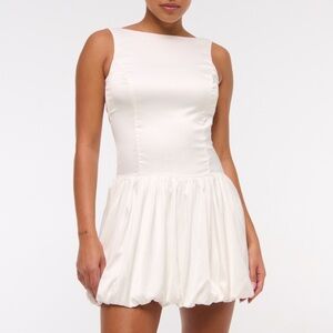 Abercrombie & Fitch White Sleeveless Fit and Flare Mini Dress